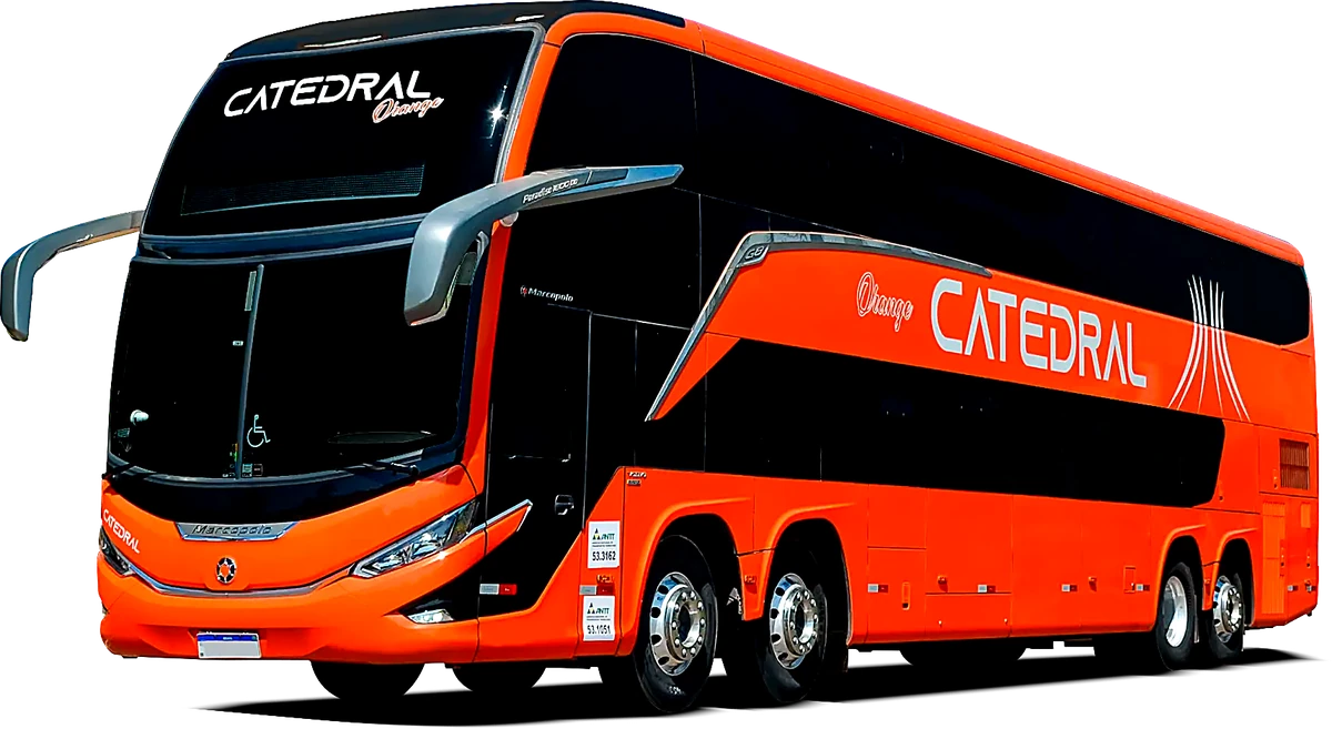 Ônibus rodoviário double decker em destaque no estoque B2BUS